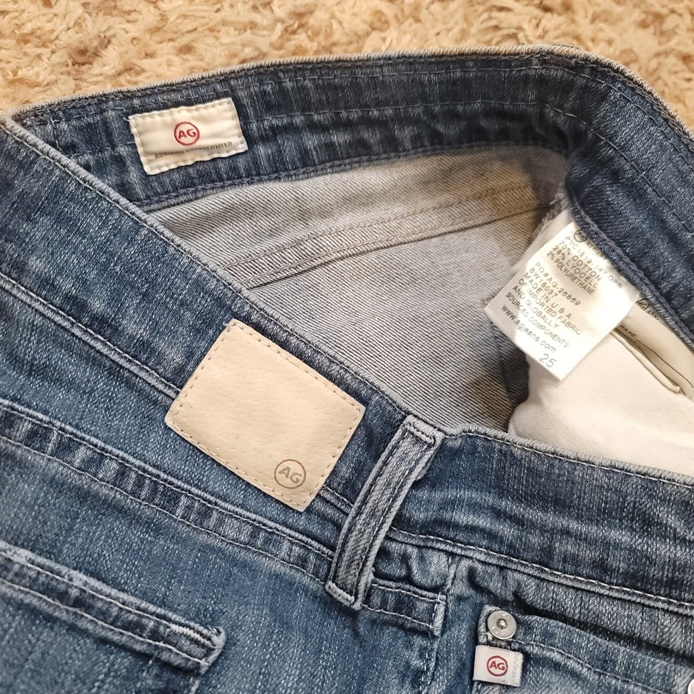 AG Adriano Goldschmied Nikki Crop Jeans Womens 25 Blue Distressed Relaxed Skinny